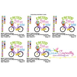 Easter is on its Way Bicycle Lettering Embroidery Design Pattern-2
