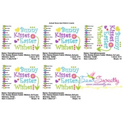 Bunny Kisses Easter Wishes Lettering Embroidery Design Pattern-2