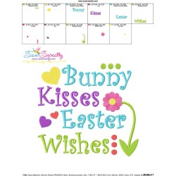 Bunny Kisses Easter Wishes Lettering Embroidery Design Pattern-3