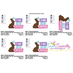 The Bunny Has The Chocolate Lettering Embroidery Design Pattern-2