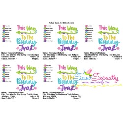 This Way To The Bunny Trail Lettering Embroidery Design Pattern-2