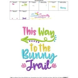 This Way To The Bunny Trail Lettering Embroidery Design Pattern-3