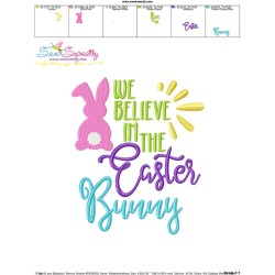 We Believe In The Easter Bunny Lettering Embroidery Design Pattern-3