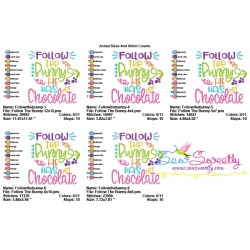 Follow The Bunny He Has Chocolate Lettering Embroidery Design Pattern-2