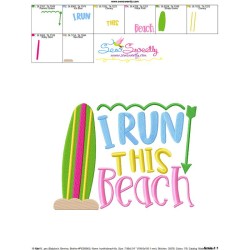 I Run This Beach Lettering Embroidery Design Pattern-3