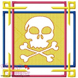 Embossed Skull-2 Embroidery Design Pattern-1