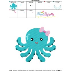 Girl Octopus Embroidery Design Pattern-3