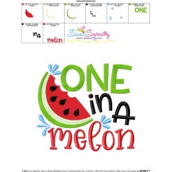 One In a Melon Lettering Embroidery Design Pattern-3