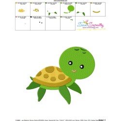 Cute Sea Turtle Embroidery Design Pattern-3