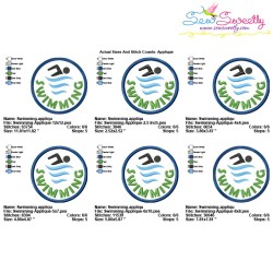 Swimming Badge Applique Design Pattern-2