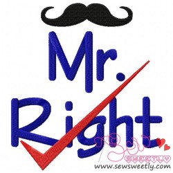 Mr. Right Embroidery Design Pattern-2