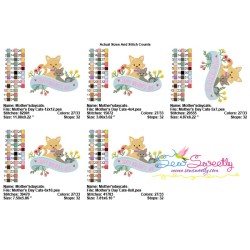 Mother's Day Cats Embroidery Design Pattern-2