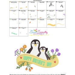 Mother's Day Penguins Embroidery Design Pattern-3