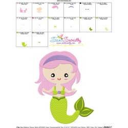 Green Mermaid Embroidery Design Pattern-3