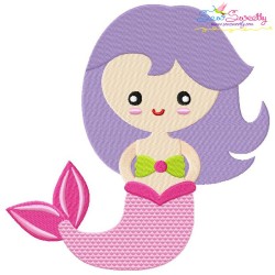 Pink Mermaid Embroidery Design Pattern-1