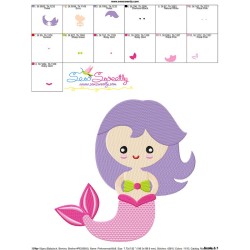 Pink Mermaid Embroidery Design Pattern-3