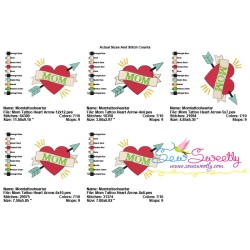 Mom Heart Arrow Embroidery Design Pattern-2