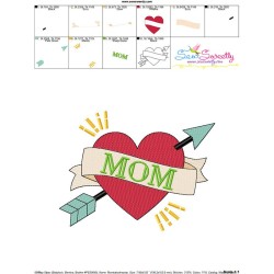 Mom Heart Arrow Embroidery Design Pattern-3