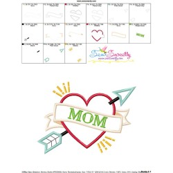 Mom Heart Arrow Applique Design Pattern-3