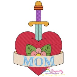 Mom Heart Sword Embroidery Design Pattern-1