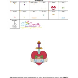 Mom Heart Sword Embroidery Design Pattern-3