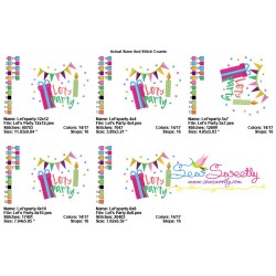 Let's Party Embroidery Design Pattern-2