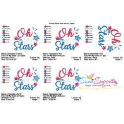 Oh My Stars Patriotic Lettering Embroidery Design Pattern-2