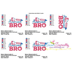 All American Bro Patriotic Lettering Embroidery Design Pattern-2