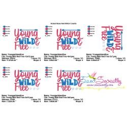 Young Wild And Free Patriotic Lettering Embroidery Design Pattern-2