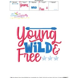 Young Wild And Free Patriotic Lettering Embroidery Design Pattern-3