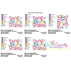 Time To Sparkle Patriotic Lettering Embroidery Design Pattern-2