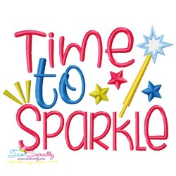 Time To Sparkle Patriotic Lettering Embroidery Design Pattern-1
