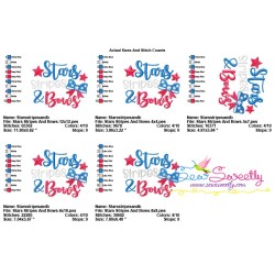 Stars Stripes And Bows Patriotic Lettering Embroidery Design Pattern-2