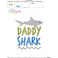 Daddy Shark Lettering Embroidery Design Pattern-3