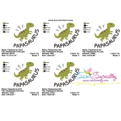 Papasaurus Lettering Embroidery Design Pattern-2