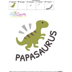 Papasaurus Lettering Embroidery Design Pattern-3