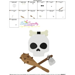 Caveman Character Skull Embroidery Design Pattern-3