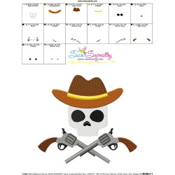 Cowboy Character Skull Embroidery Design Pattern-3