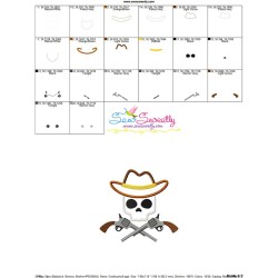 Cowboy Character Skull Applique Design Pattern-3