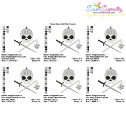 Knight Character Skull Embroidery Design Pattern-2
