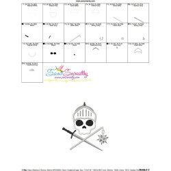 Knight Character Skull Applique Design Pattern-3