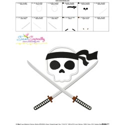 Ninja Character Skull Applique Design Pattern-3