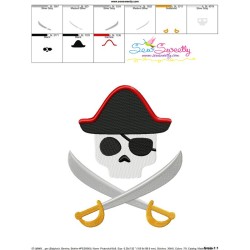 Pirate Character Skull Embroidery Design Pattern-3