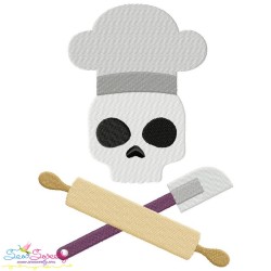 Baker Profession Skull Embroidery Design Pattern-1