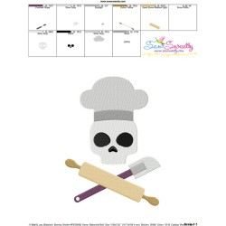 Baker Profession Skull Embroidery Design Pattern-3