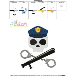 Cop Profession Skull Embroidery Design Pattern-3