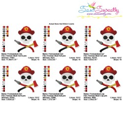 Fireman Profession Skull Embroidery Design Pattern-2