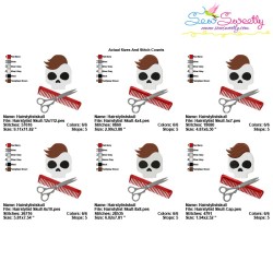 Hairstylist Profession Skull Embroidery Design Pattern-2