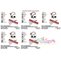 Hairstylist Profession Skull Applique Design Pattern-2