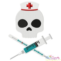 Nurse Profession Skull Embroidery Design Pattern-1
